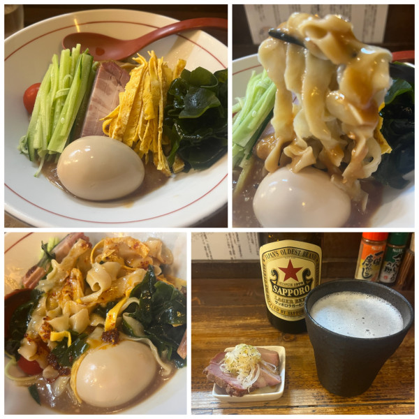「【限定】味噌冷やし中華そば1300円＋ビール650円 xサー」@東京味噌らーめん 鶉の写真