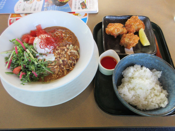 「限定　冷やし担々麺セット　唐揚げ付き（１６３８円）」@ココス 阿見店の写真