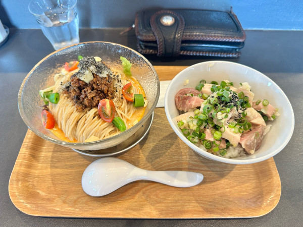 「限定冷やし担々麺とネギ塩チャーシュー丼」@麺屋 花枇の写真