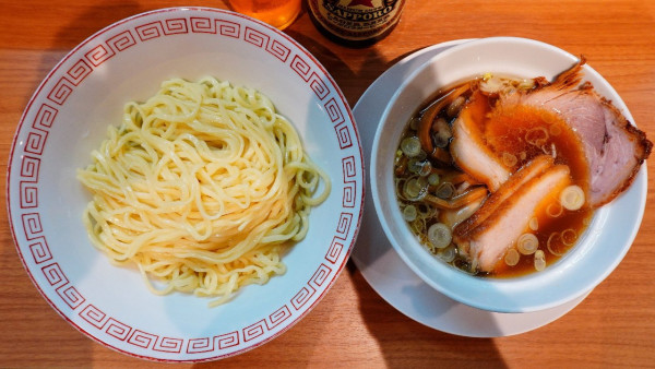「つけめん(並)+味玉+ビンビール中」@喜多方ラーメン 新じまの写真