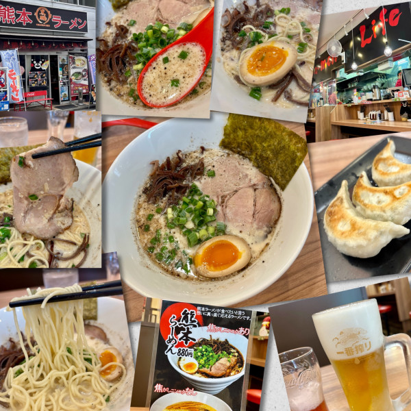 「熊本ラーメン880円＋Ｄｾｯﾄ(生ビール＋餃子）」@黒鵬熊本ラーメンの写真