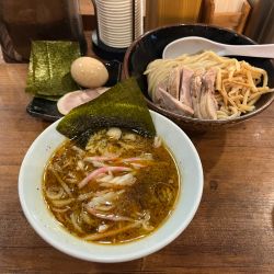 創業つけめんの小（790円）、特製トッピング（250円）