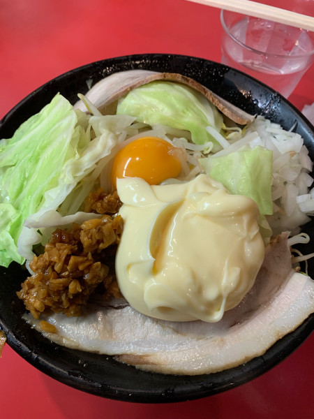 「まぜそば(野菜少なめマヨ多め)」@横浜ラーメン とんこつ家 鹿島店の写真