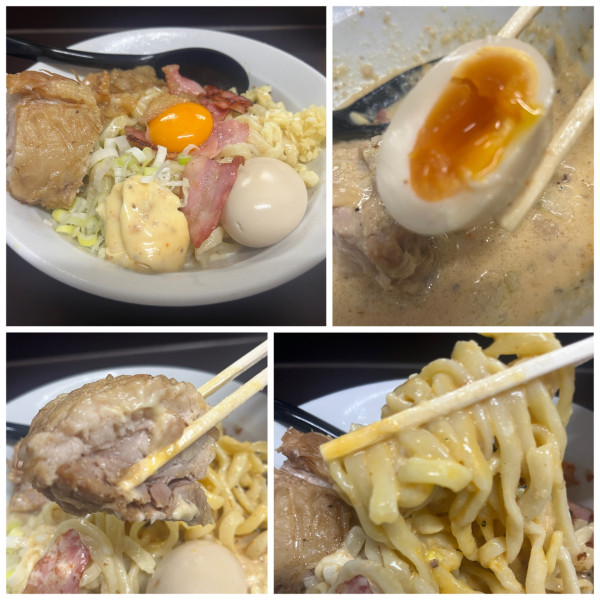 「【限定】冷やし豆乳明太カルボ並1200円味玉150円全マシ」@ラーメン一心の写真
