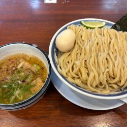 味玉鰹昆布水つけ麺（塩•大盛）