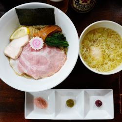 昆布水つけ麺（塩）＋味玉＋ビール中瓶