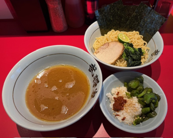 「【夏期限定】つけ麺（並￥1100）＋無料ライス」@家系らーめん 武将家 浅草店の写真