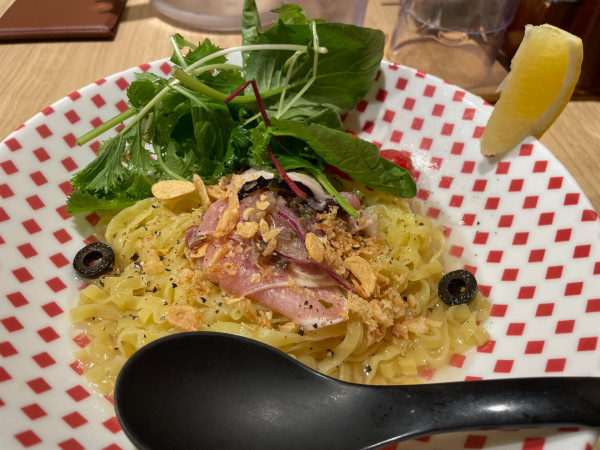 「タコと生ハムのエル・ラメンコ　￥１１５０」@和歌山らーめん きのかわ軒の写真