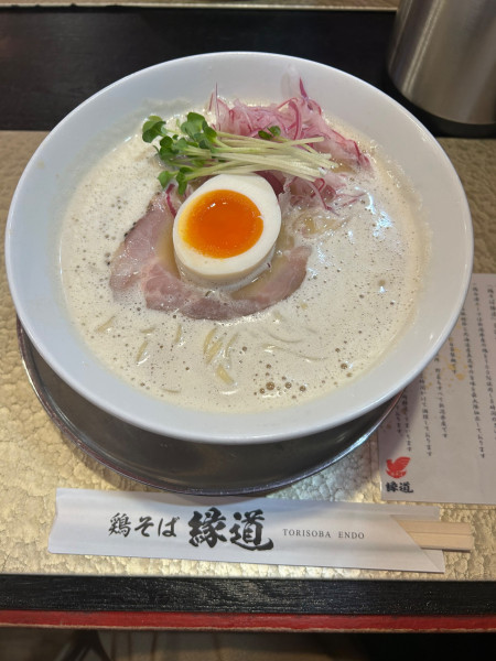 「鶏そば＋ダイブ飯」@鶏そば縁道の写真