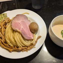 【夏メニュー】冷しホワイトつけ大盛、味玉、メンマ