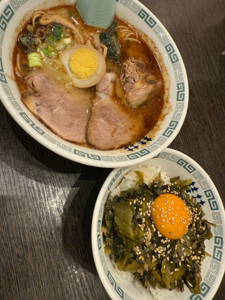 「桂花ラーメン+太肉+高菜ごはん」@桂花ラーメン 御徒町店の写真