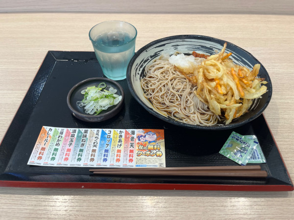 「朝そば 冷おろしかき揚げ450円」@ゆで太郎 船橋南口店の写真