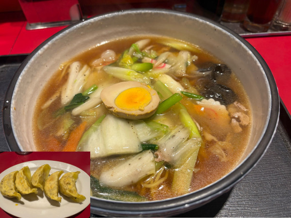 「第151回オリジナルメニュー五目そば990円、カレー小餃子39」@珍来 ひたち野東店の写真
