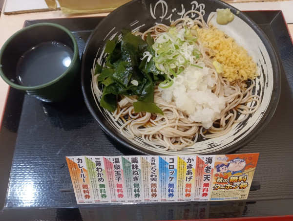 「朝そば鬼おろし・わかめ変更（￥450）」@ゆで太郎 竹橋店の写真