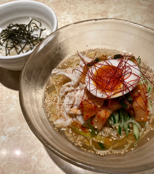 「【限定】りんご香る冷麺　ライス付き　1200円」@鶏ポタラーメン THANK 大門店の写真
