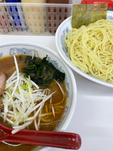 「ネギミソつけ麺 特盛」@◯つばき食堂の写真