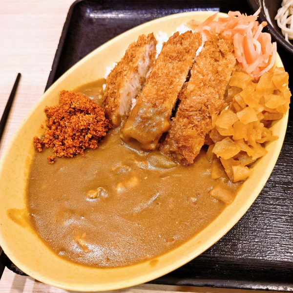 「ミニカレーセット(冷)＋海老天」@ゆで太郎 柏の葉キャンパス店の写真