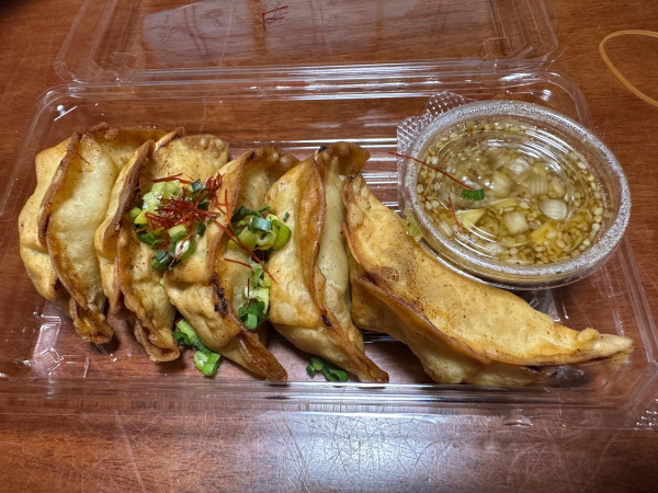 「甘酢ネギダレ餃子（5個）400円」@嬉しい餃子商店  前橋六供店の写真