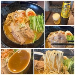 ガンコン海老味噌ラーメン1280円ビール380円