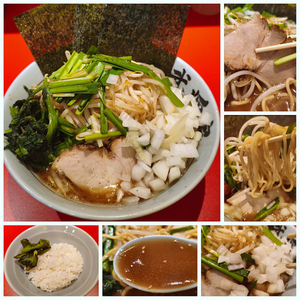 「ニラもやしラーメン＋玉ネギ＋小ライス＝¥1200」@家系らーめん 武将家 浅草店の写真