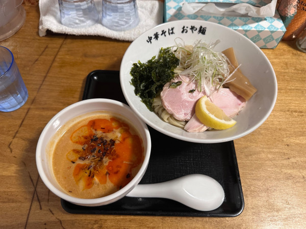 「鶏白湯 辛つけ麺」@中華そば おや麺の写真