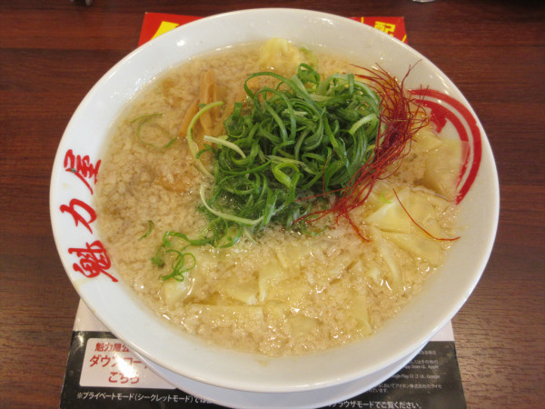 「【限定】旨しお九条ネギ雲呑麺（989円）」@ラーメン魁力屋 八王子万町店の写真