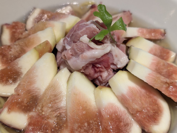 「限定いちじくとハモンセラーノの冷やし塩sobaいちじくダブル」@鶏Soba Toraやの写真