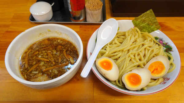 「極太つけ麺（1,000円）大盛り＋味玉（100円）」@らーめんつけ麺 びんびん亭 日野店の写真