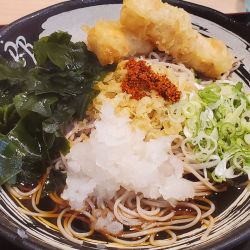 朝そば 鬼おろし(冷)・わかめ変更＋太刀魚ちくわ天