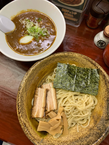 「カレーつけ麺(温玉)」@日乃屋の写真