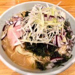 蟹豚骨らーめん 塩 大盛り ネギ岩海苔増し