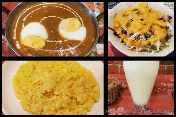 「Aセット キーマ玉子カレー・中辛・ライス・ラッシー」@スンガバの写真