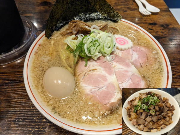 「特製背油中華そば+ニンニク+肉めし」@Miya De La Soulの写真