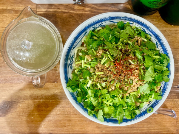 「ハートランドビール → 汁なし担々麺 パクチー」@無冠 阿佐ヶ谷の写真