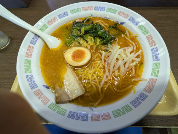 「信州味噌のピリ辛野沢菜ラーメン」@杵屋麦丸 諏訪レイクビューコート 諏訪湖サービスエリア店の写真