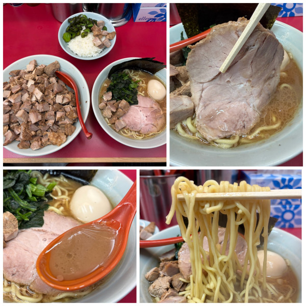 「ラーメン並850円煮卵100円カタメサービスチャーシュー」@横浜ラーメン 武蔵家 大宮店の写真