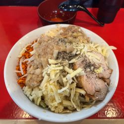 汁なしニンニク辛揚げガリマヨ+生たまご