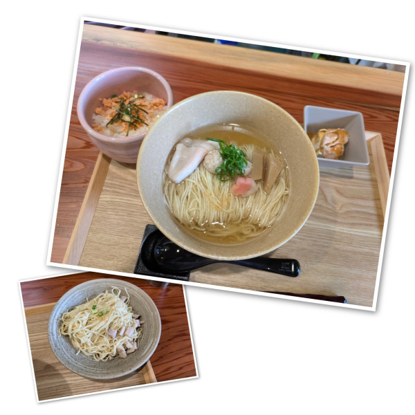 「鯛出汁塩そば+和え玉+お茶漬け用ごはん」@中華そば かたばみの写真