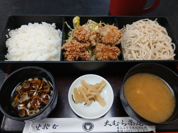 「サービスセット「から揚げライスもり蕎麦」830円」@大むら茶屋の写真