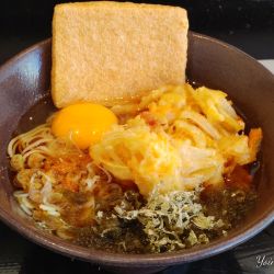 朝そば（温・生卵：450円）