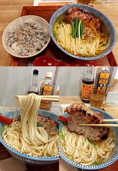 「『炙り焼き肉そば 塩+しらすご飯(￥1870+350)』」@キッチンきらくの写真