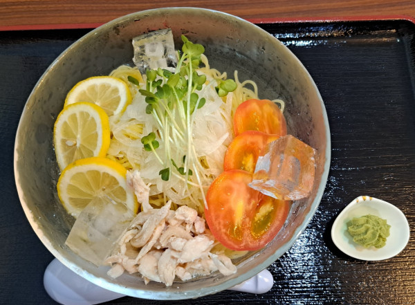 「冷やしワサビラーメン大盛880円」@お散歩亭の写真