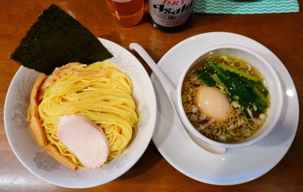 「塩つけめん＋味玉＋瓶ビール」@らーめん曳舟の写真