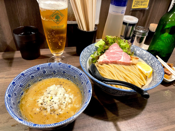 「【夜限定B】帆立の塩つけ麺 中+焼きチーズご飯」@狼煙 〜NOROSHI〜の写真