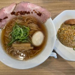 中華そば味玉トッピング半チャーハンセット