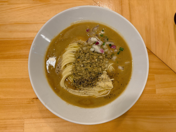 「【限定】宮城県産牡蠣の濃厚ソバ:1,300円」@煮干ソバと米 今日の1番の写真