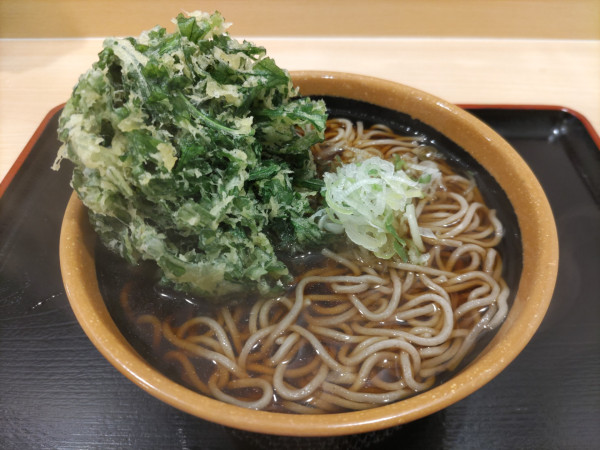 「春菊天そば」@そば処 めとろ庵 上野店の写真