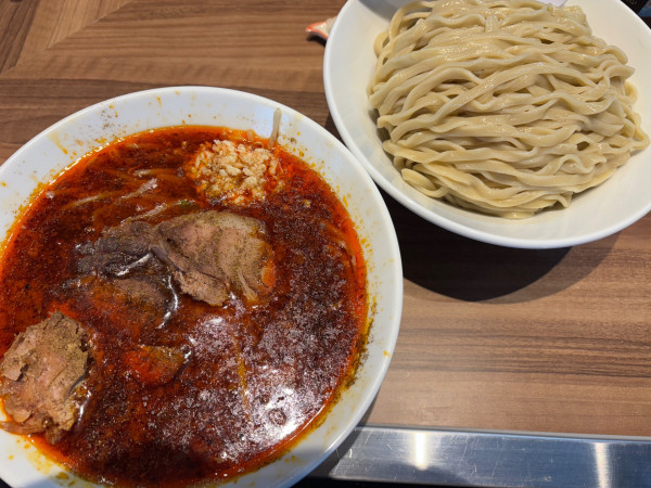 「辛麺つけ麺+生姜+玉葱」@らーめん菊の写真
