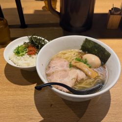 塩ラーメン 味玉、明太子ご飯