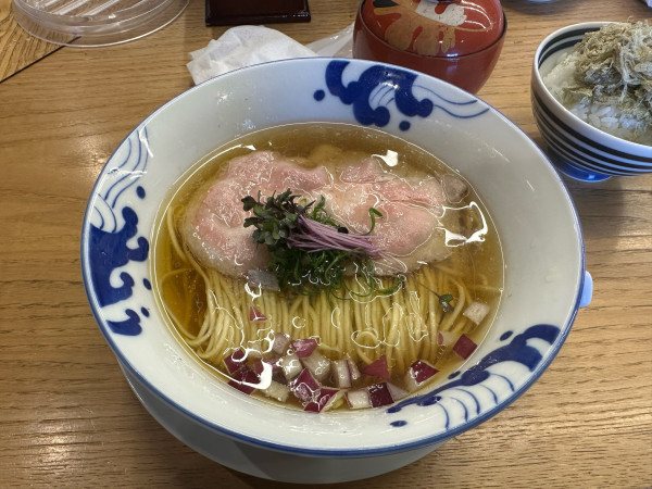 「淡麗かつおそば（塩）+とろろ昆布ご飯」@鰹そば田ヶ久保の写真